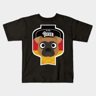 Boxer Dog - Distressed German Boxer Beer Label Design Kids T-Shirt